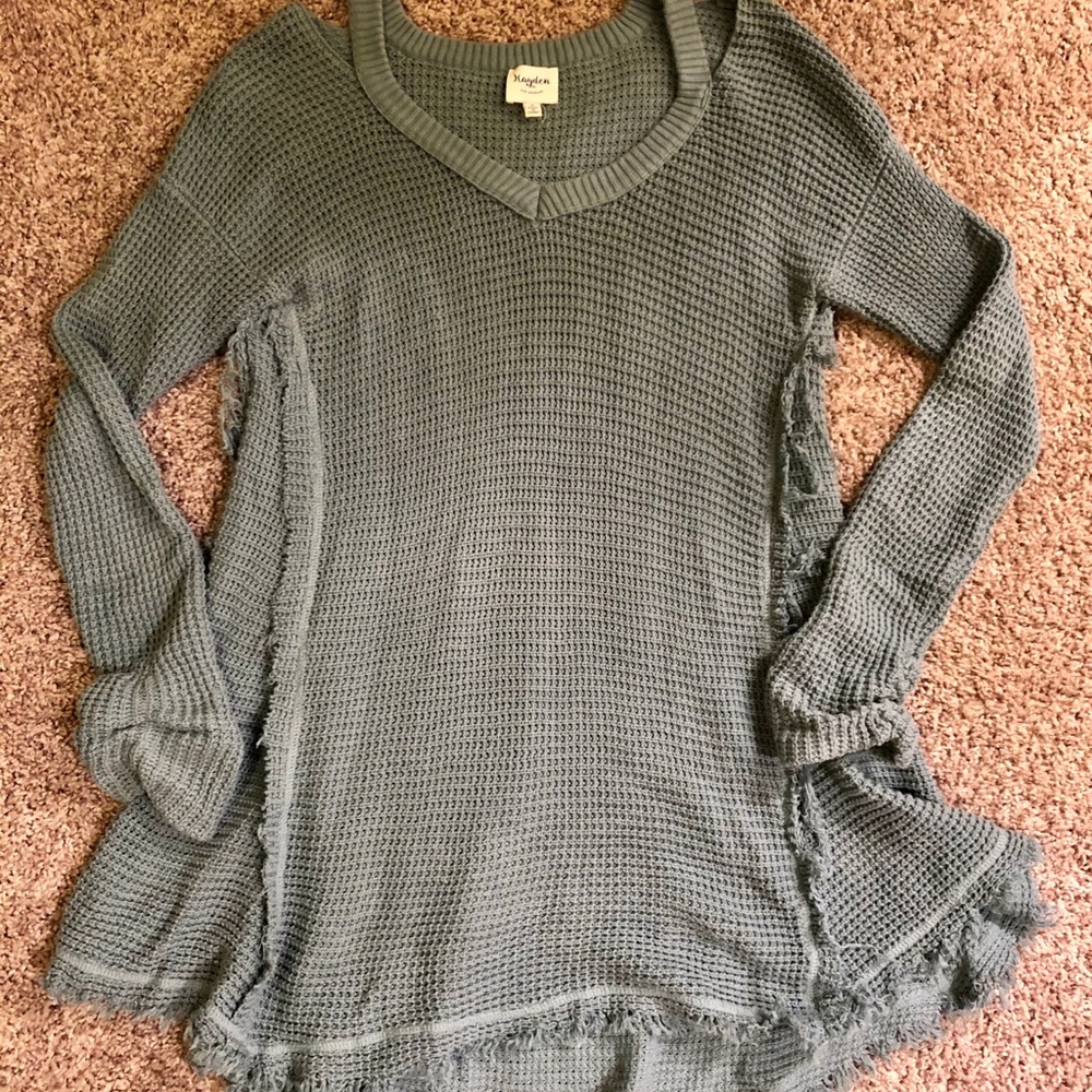 Blue Open Shoulder Knit Sweater, Hayden Size: M
